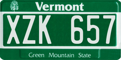VT license plate XZK657