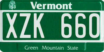 VT license plate XZK660