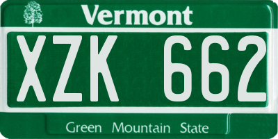 VT license plate XZK662