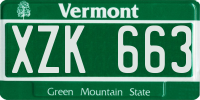 VT license plate XZK663