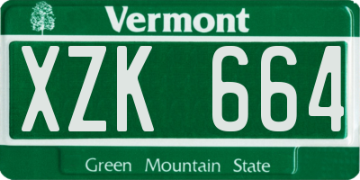 VT license plate XZK664