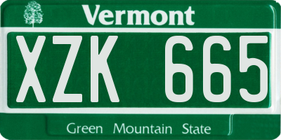VT license plate XZK665