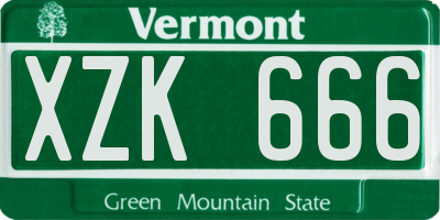 VT license plate XZK666