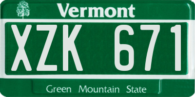 VT license plate XZK671