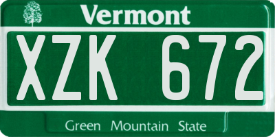 VT license plate XZK672