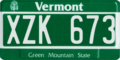 VT license plate XZK673