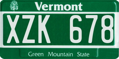 VT license plate XZK678