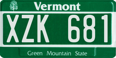 VT license plate XZK681