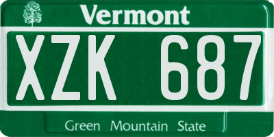 VT license plate XZK687