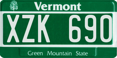 VT license plate XZK690
