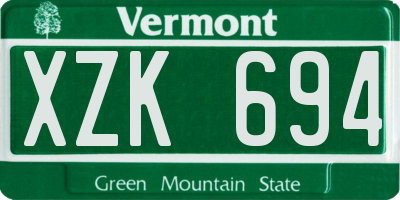 VT license plate XZK694