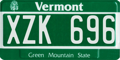 VT license plate XZK696