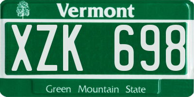 VT license plate XZK698