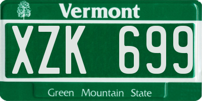 VT license plate XZK699