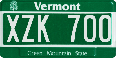 VT license plate XZK700