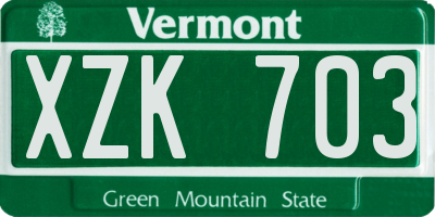 VT license plate XZK703
