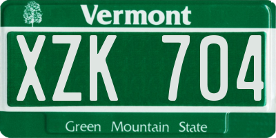 VT license plate XZK704