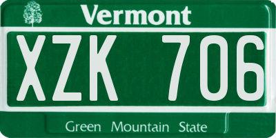 VT license plate XZK706