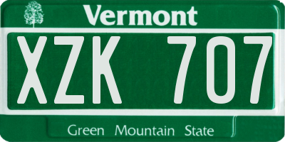 VT license plate XZK707