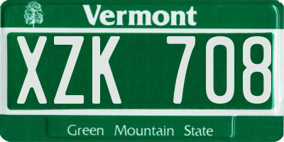 VT license plate XZK708