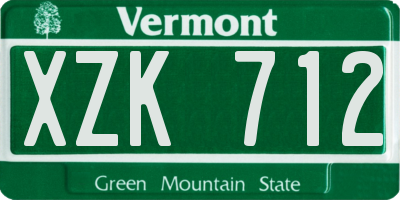 VT license plate XZK712