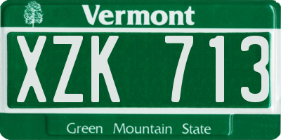 VT license plate XZK713
