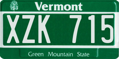 VT license plate XZK715