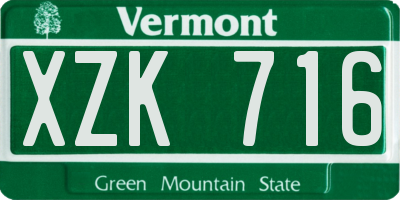 VT license plate XZK716
