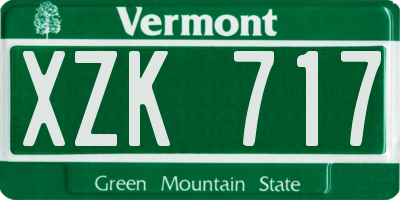 VT license plate XZK717