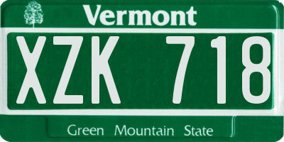 VT license plate XZK718