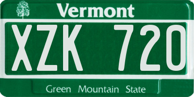 VT license plate XZK720
