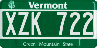 VT license plate XZK722