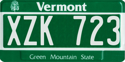 VT license plate XZK723