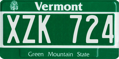 VT license plate XZK724