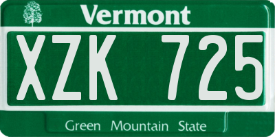 VT license plate XZK725