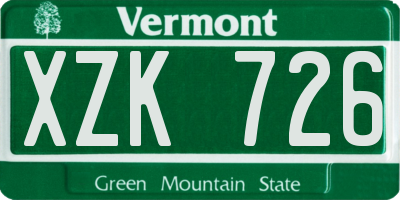 VT license plate XZK726