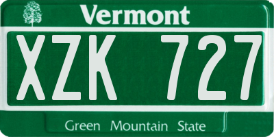 VT license plate XZK727