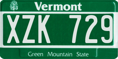 VT license plate XZK729