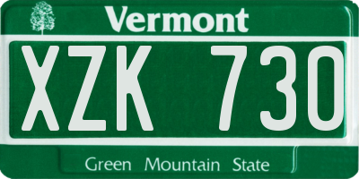 VT license plate XZK730