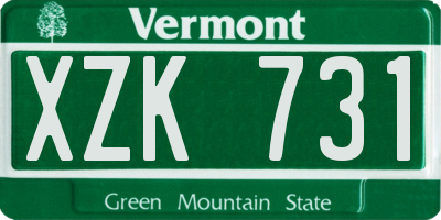 VT license plate XZK731