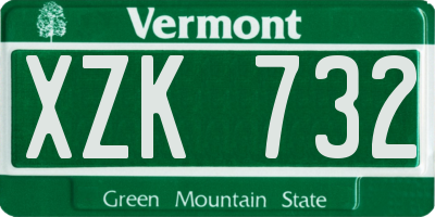 VT license plate XZK732