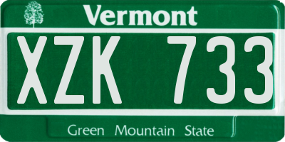 VT license plate XZK733