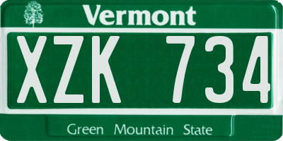 VT license plate XZK734
