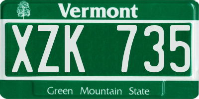 VT license plate XZK735