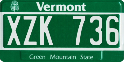 VT license plate XZK736