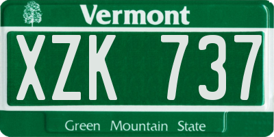 VT license plate XZK737