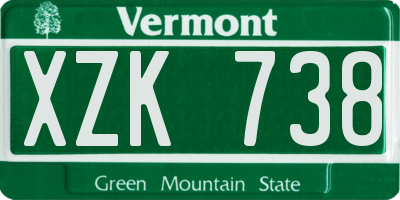 VT license plate XZK738