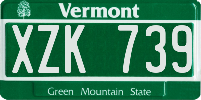 VT license plate XZK739