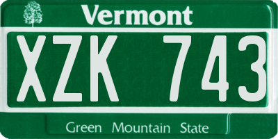 VT license plate XZK743