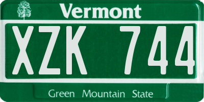 VT license plate XZK744